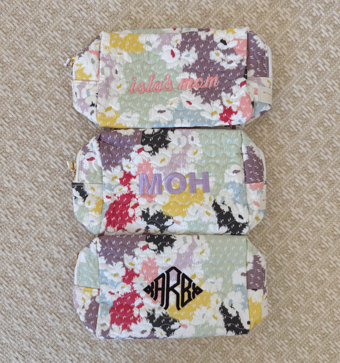 The Mini Quilted Cosmetic Bag in Daisy Camouflage color: Daisy Camouflage
