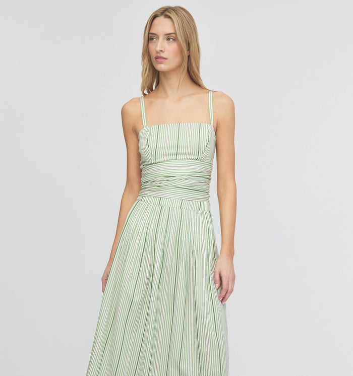 The Miranda Top - Green Jacquard Stripe
