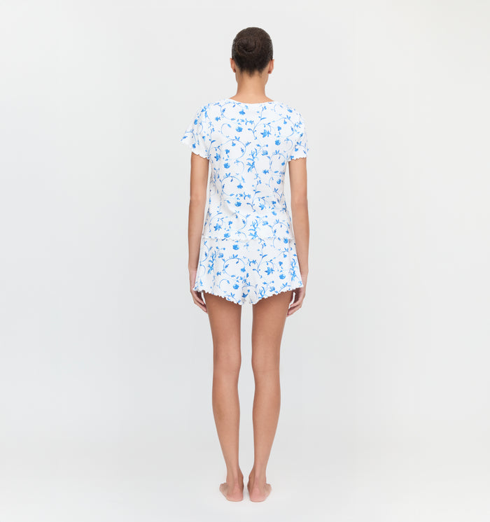 The Nina Pajama Set in Blue Botanical color: Blue Botanical