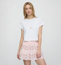 The Noa Skirt - Pink Floral Vine Scallop