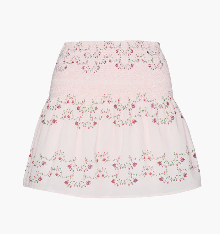 The Noa Skirt - Pink Floral Vine Scallop