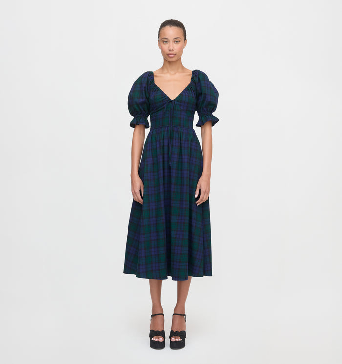 The Ophelia Dress in Blackwatch Tartan color: Blackwatch Tartan
