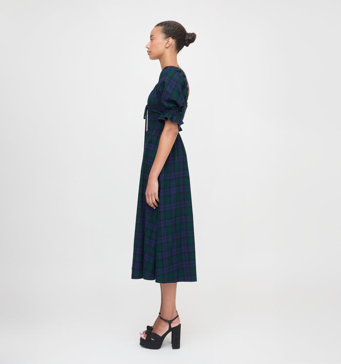 The Ophelia Dress in Blackwatch Tartan color: Blackwatch Tartan