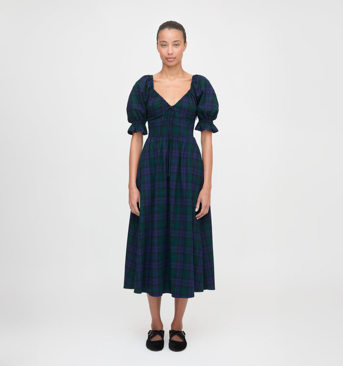 The Ophelia Dress in Blackwatch Tartan color: Blackwatch Tartan