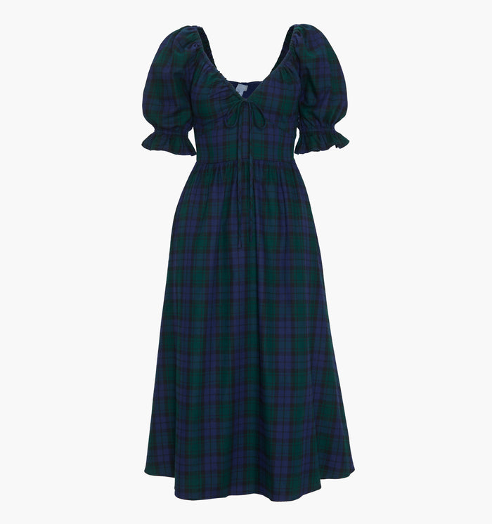 The Ophelia Dress in Blackwatch Tartan color: Blackwatch Tartan