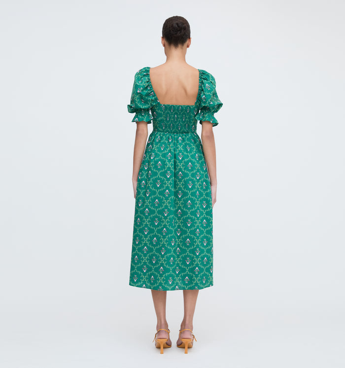 The Ophelia Dress - Emerald Trellis