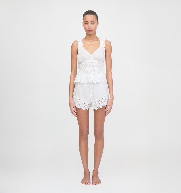 The Oslo Short - White Broderie Voile