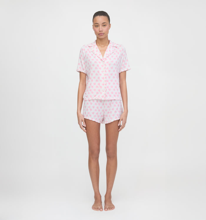 The Paige Pajama Set - Pink Doily Heart