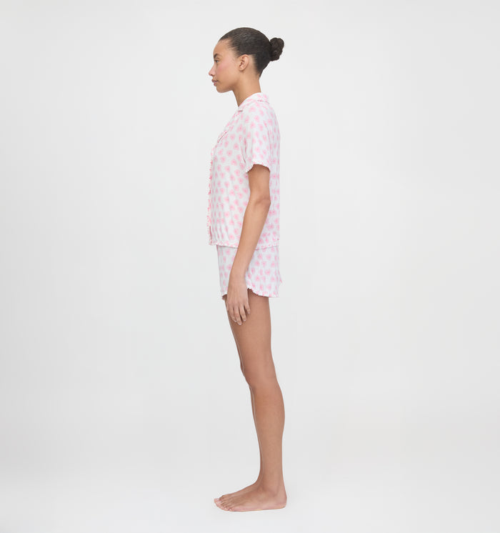 The Paige Pajama Set - Pink Doily Heart