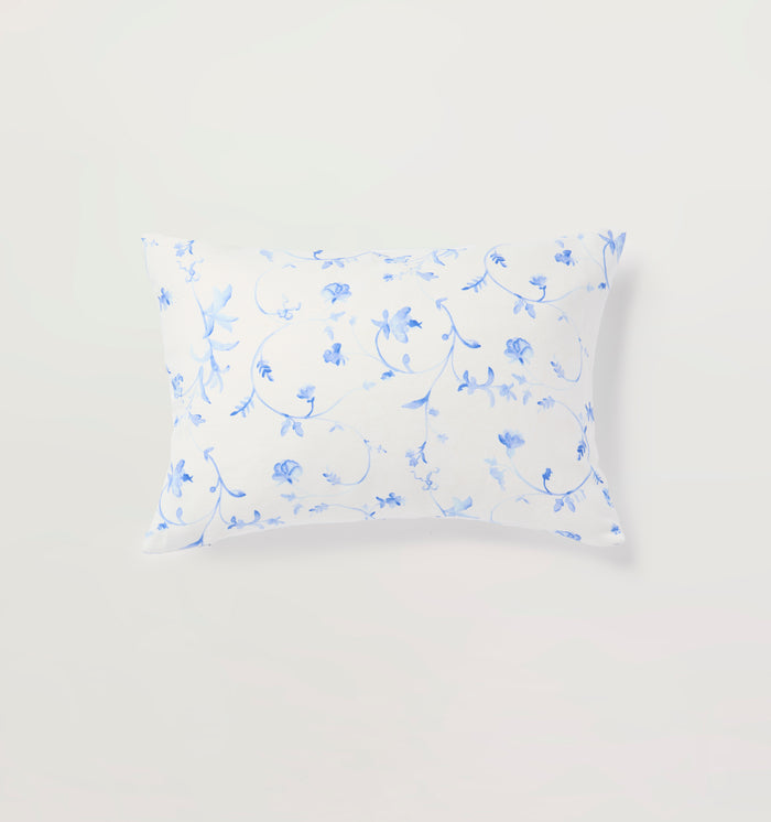 The Perry Lumbar Throw Pillow - Blue Botanical