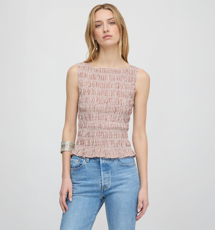 The Phoebe Nap Top - Cognac Gingham