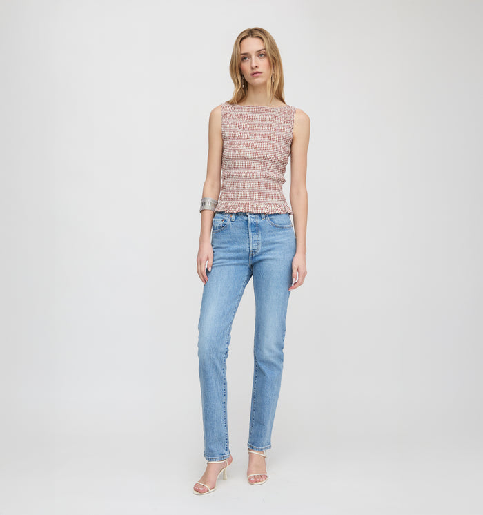 The Phoebe Nap Top - Cognac Gingham