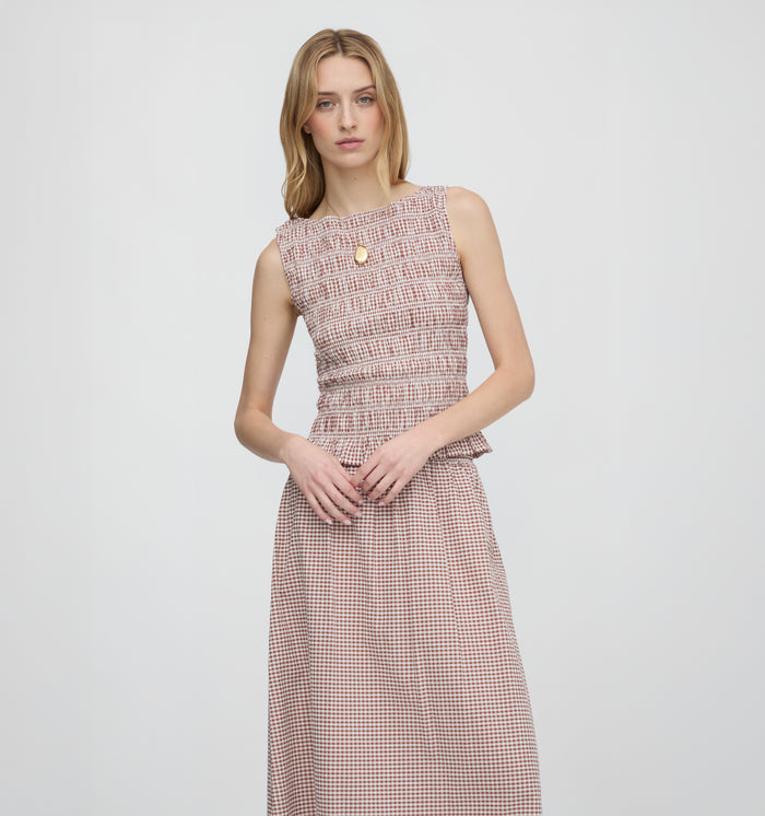 The Phoebe Nap Top - Cognac Gingham