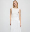 The Phoebe Nap Top - White Crinkle Check