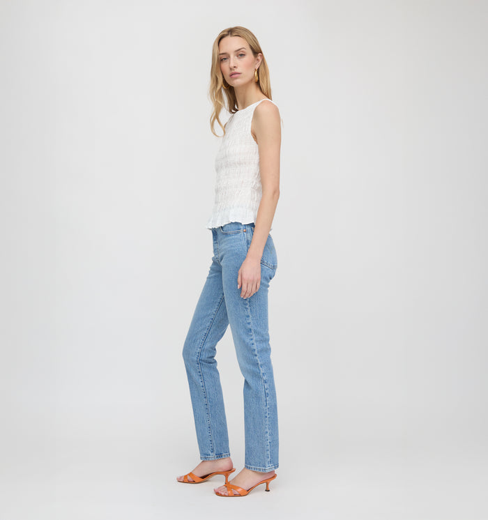 The Phoebe Nap Top - White Crinkle Check