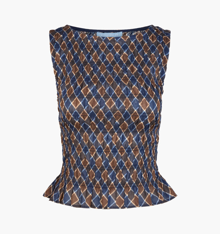 The Phoebe Nap Top -  Wilshire Plaid Chocolate/Navy