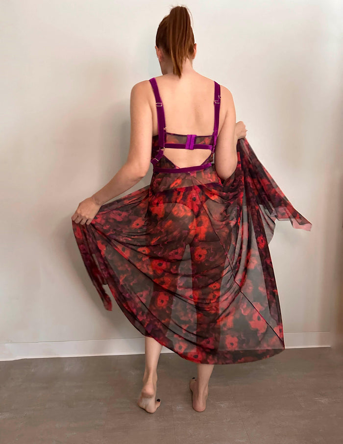 The Poppy Printed Tulle Gown - Carol Coelho Intimates