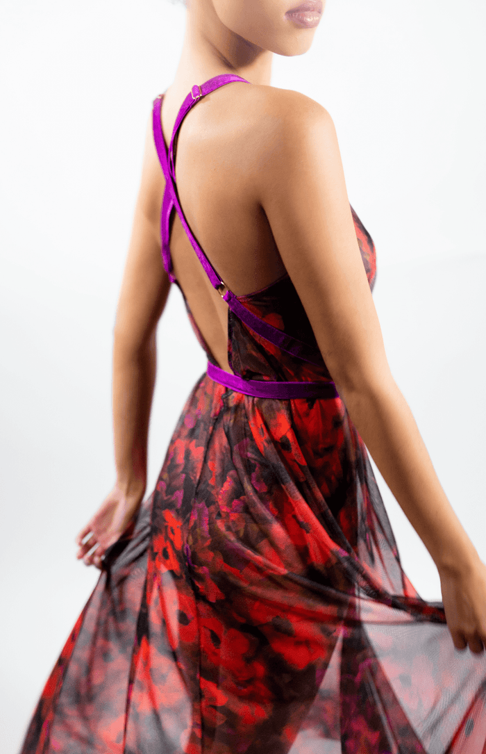 The Poppy Printed Tulle Gown - Carol Coelho Intimates