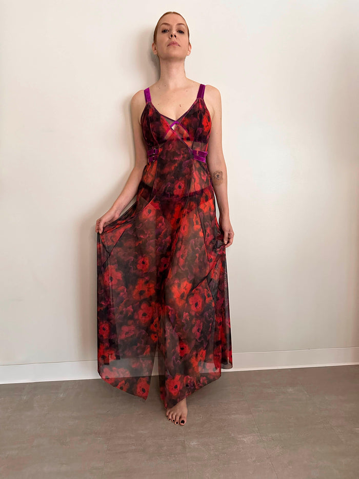 The Poppy Printed Tulle Gown - Carol Coelho Intimates