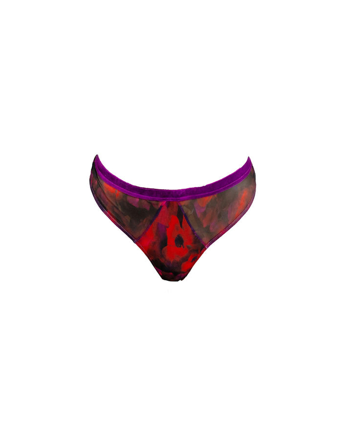 The Poppy Printed Tulle Thong - Carol Coelho Intimates