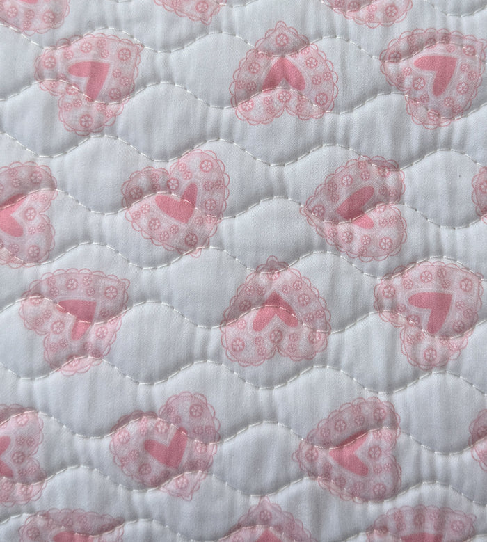 The Quilted Cosmetic Bag - Pink Doily Heart