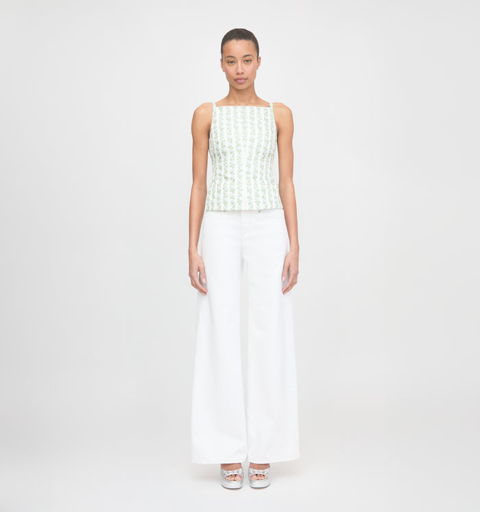 The Racquel Top - Brocade Vine Stripe