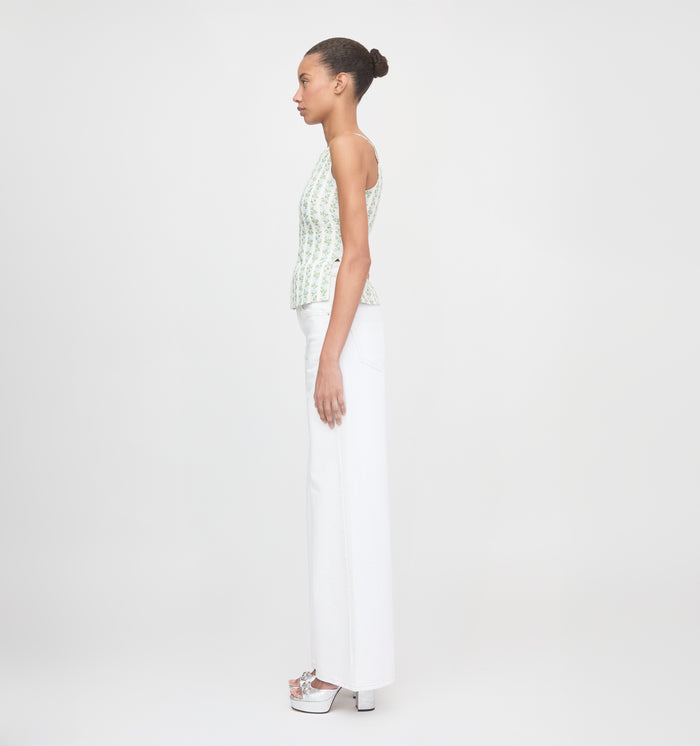 The Racquel Top - Brocade Vine Stripe