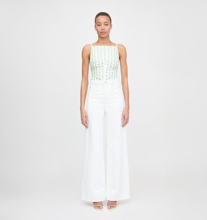 The Racquel Top - Brocade Vine Stripe