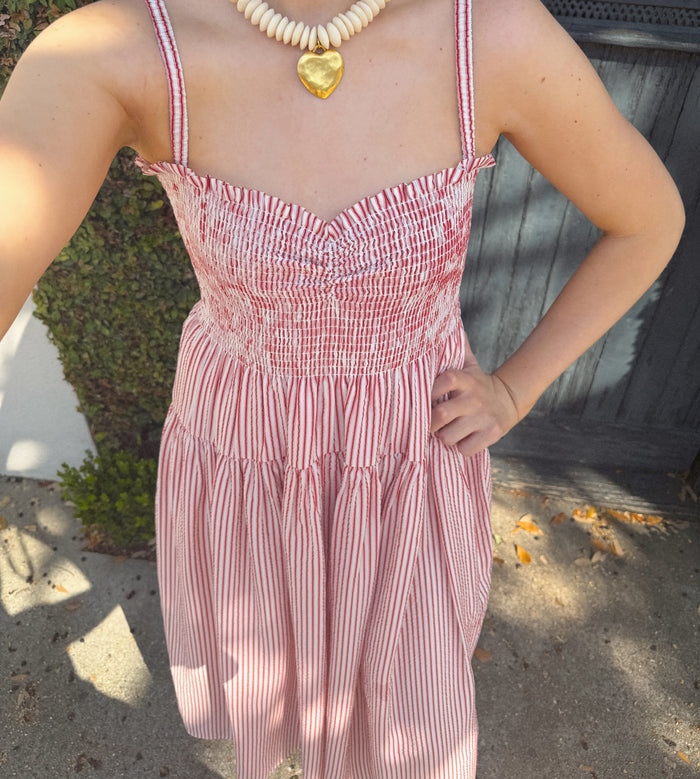 The Rebecca Nap Dress - Red Ticking Stripe