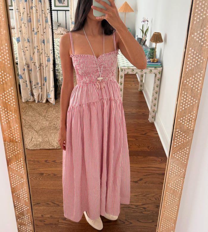 The Rebecca Nap Dress - Red Ticking Stripe