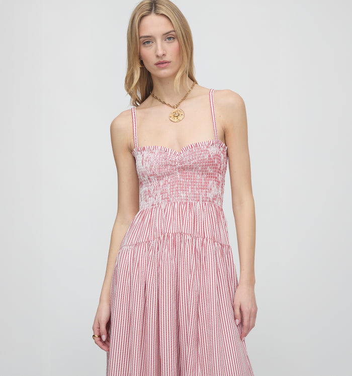 The Rebecca Nap Dress - Red Ticking Stripe