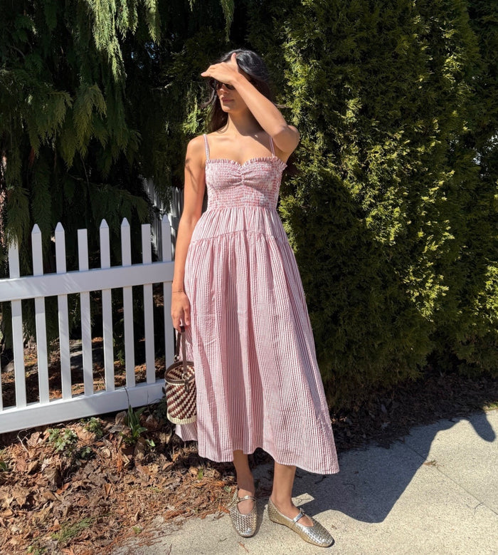 The Rebecca Nap Dress - Red Ticking Stripe
