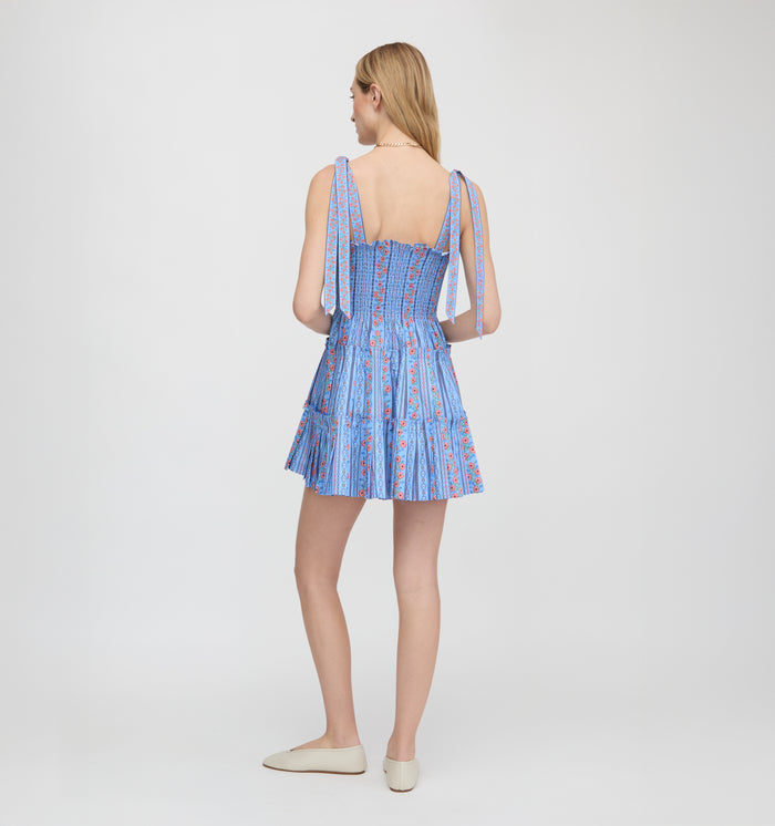 The Ribbon Charlotte Nap Dress - Blue Floral Batik Stripe