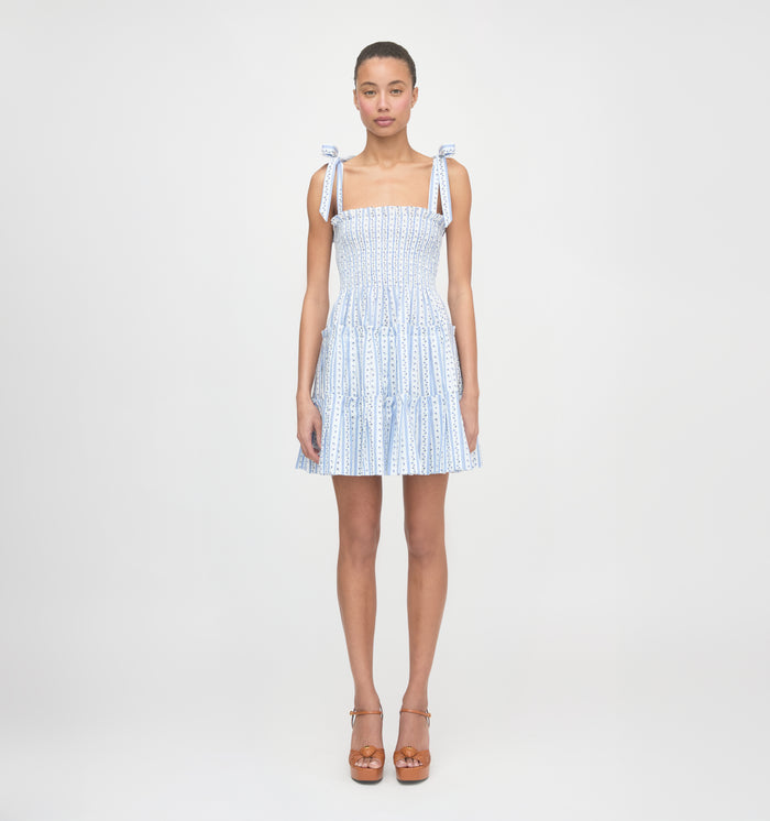 The Ribbon Charlotte Nap Dress - Blue Petal Stripe