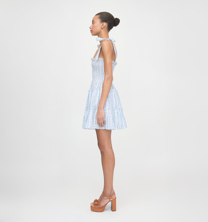 The Ribbon Charlotte Nap Dress - Blue Petal Stripe