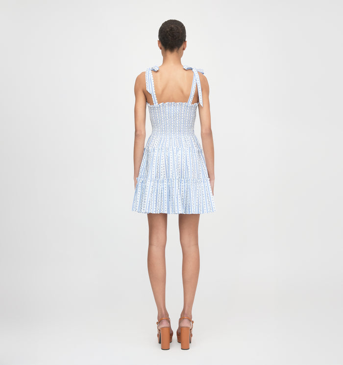 The Ribbon Charlotte Nap Dress - Blue Petal Stripe