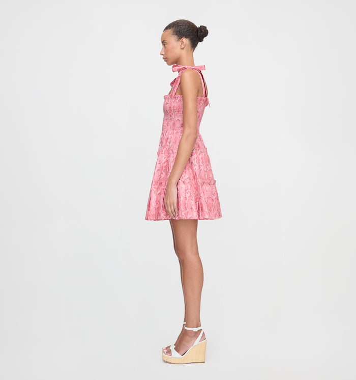 The Ribbon Charlotte Nap Dress - Pink Palm Ikat