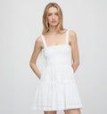 The Ribbon Seraphina Mini Nap Dress - White Crinkle Check