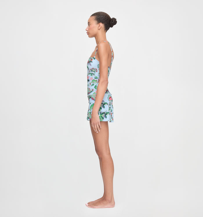 The Riley Pool Skirt - Light Blue Jungle Floral