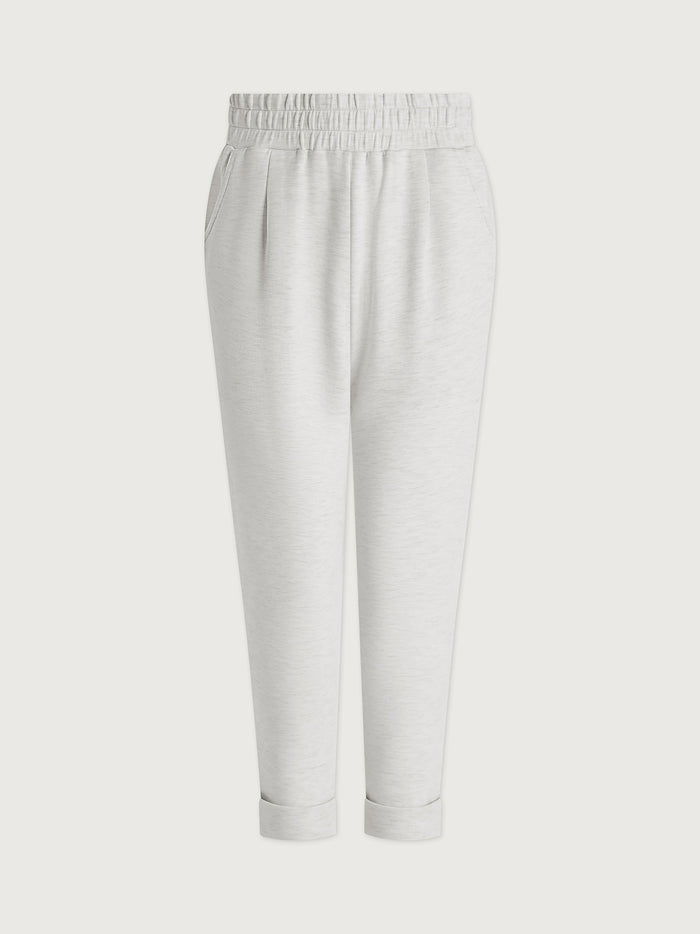 Ivory Marl|The Rolled Cuff Pant in ivory marl, size 28.5, featuring rolled cuffs and a relaxed fit.