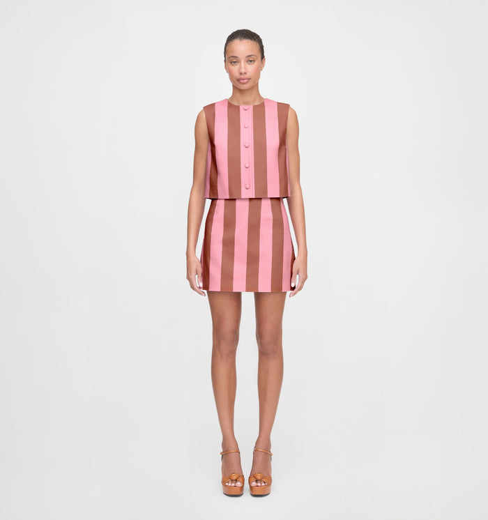 The Rosalie Top - Coral Cabana Stripe
