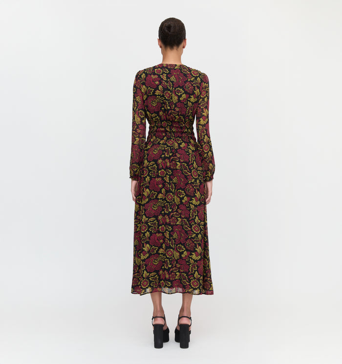 The Rosely Dress in Black Palampore Floral color: Black Palampore Floral