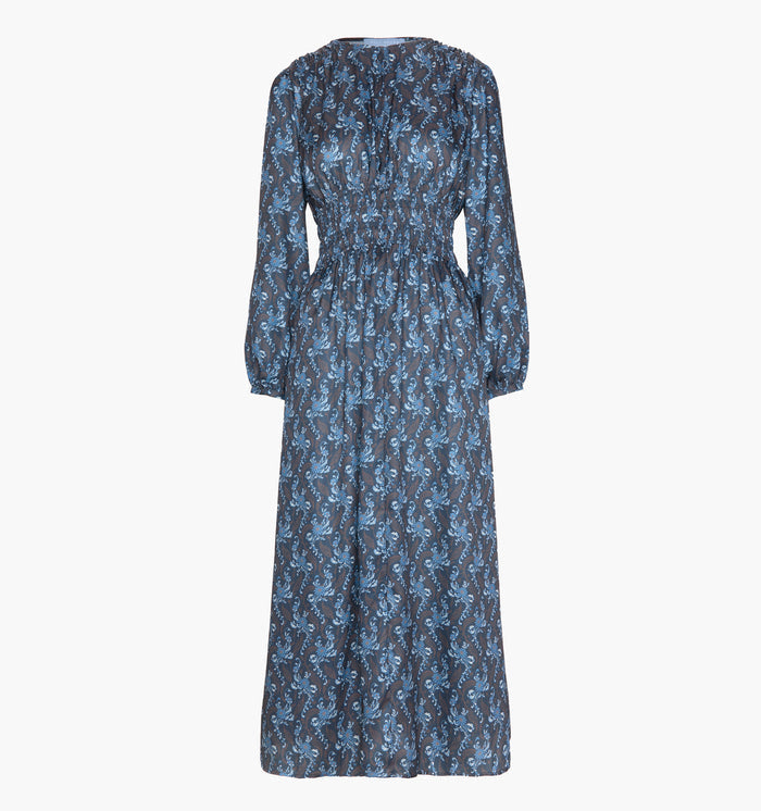 The Rosely Dress in Navy Cala Paisley color: Navy Cala Paisley
