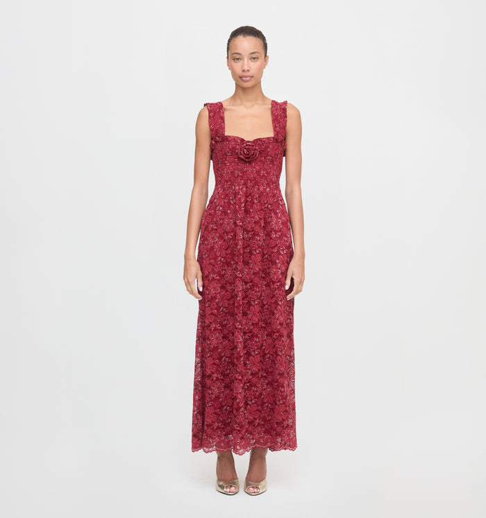 The Rosetta Nap Dress in Claret Lace color: Claret Lace