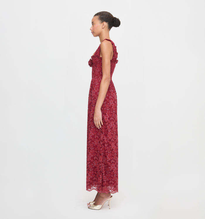 The Rosetta Nap Dress in Claret Lace color: Claret Lace