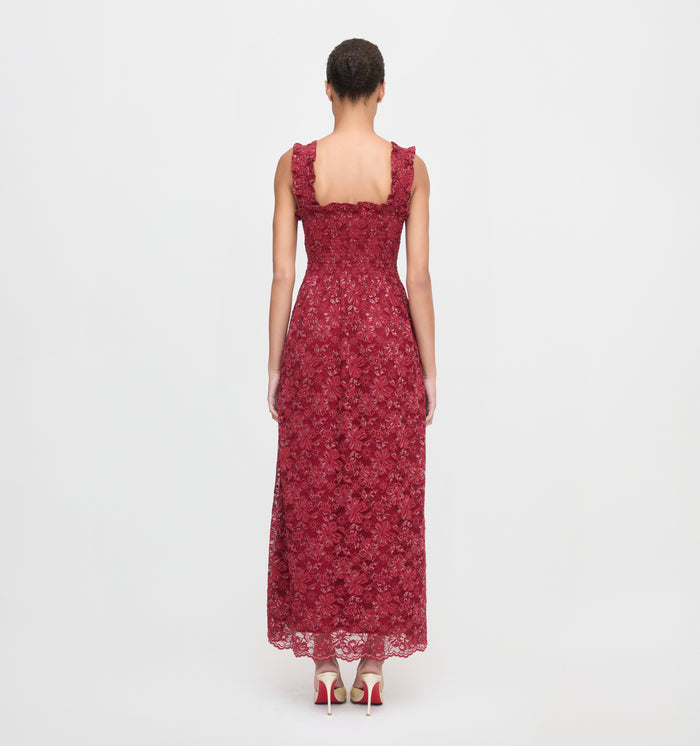 The Rosetta Nap Dress in Claret Lace color: Claret Lace