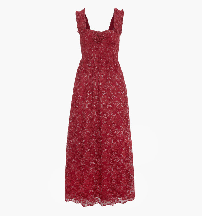 The Rosetta Nap Dress in Claret Lace color: Claret Lace