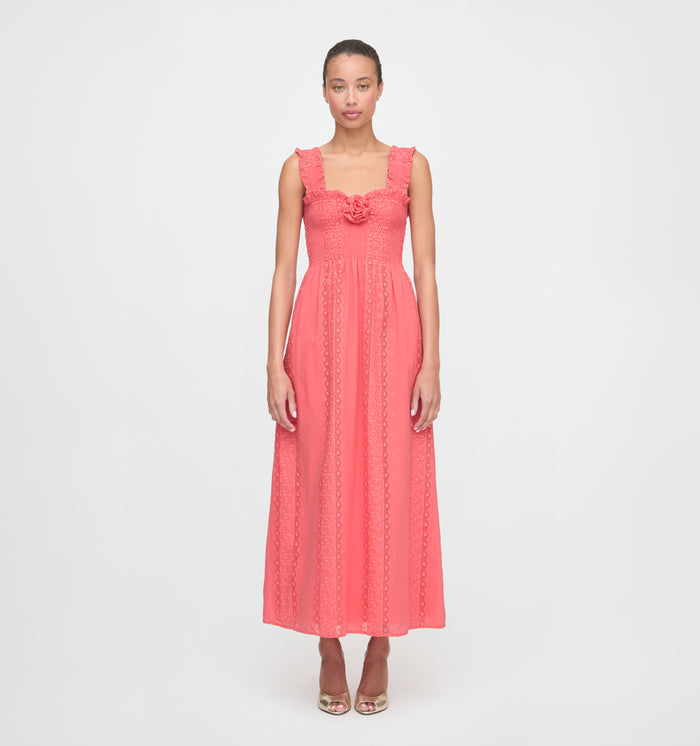 The Rosetta Nap Dress - Coral Voile Broderie