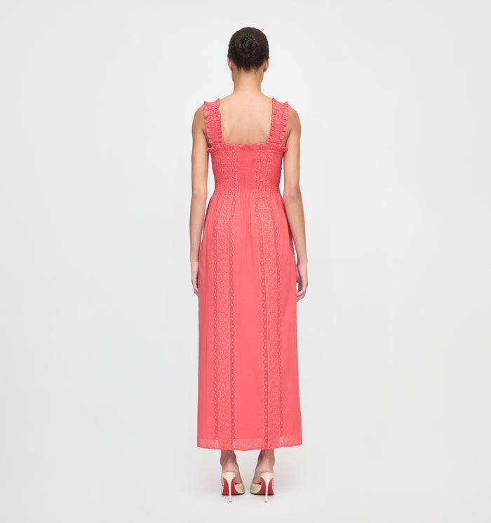 The Rosetta Nap Dress - Coral Voile Broderie