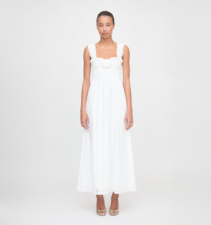 The Rosetta Nap Dress - White Broderie Voile